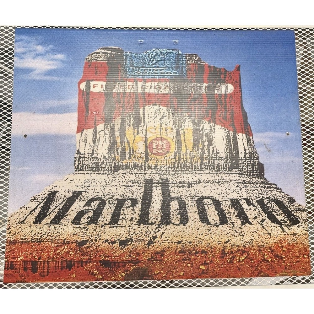 Vintage Marlboro Advertising Sign Panel Corrugated Plastic Display 32x27